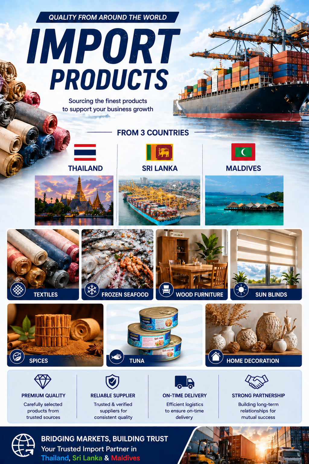 Import Products — Quality from Thailand, Sri Lanka & Maldives